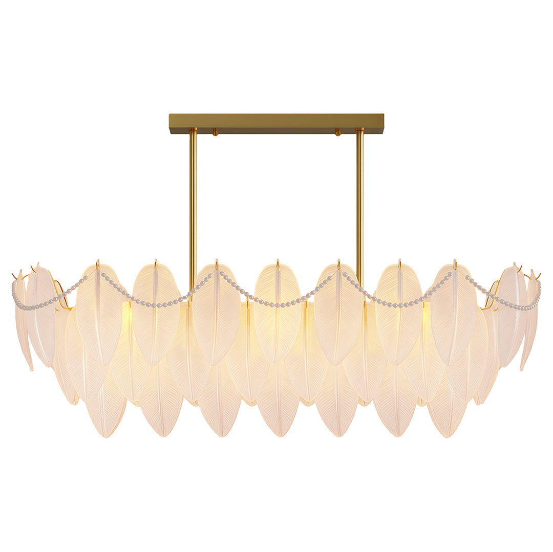 Feathers Chandelier Modern Copper Pearl Ceiling Light