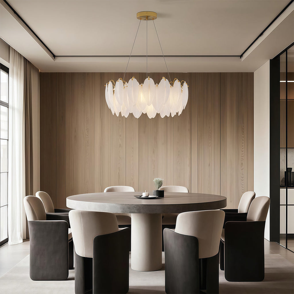 Modern Luxury Feather Glass Chandelier Ceiling Light