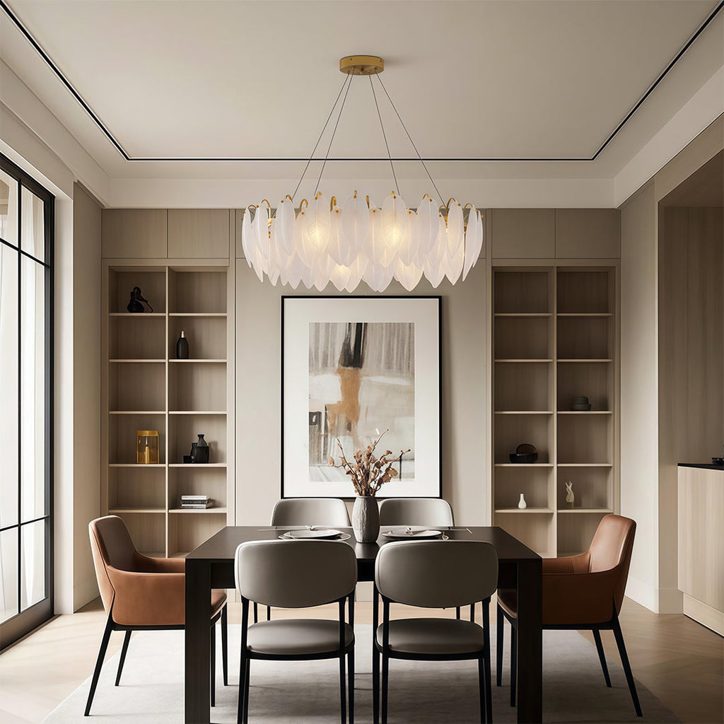 Modern Luxury Feather Glass Chandelier Ceiling Light