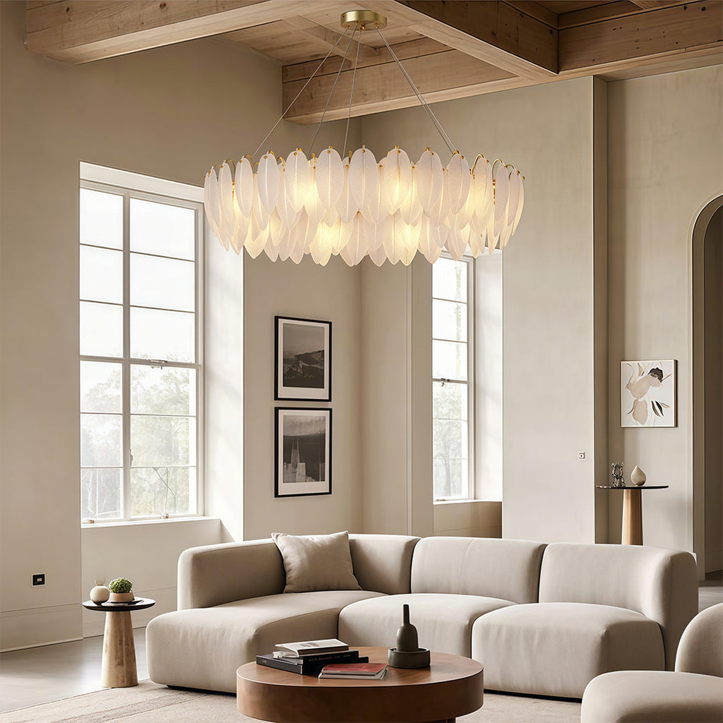 Modern Luxury Feather Glass Chandelier Ceiling Light