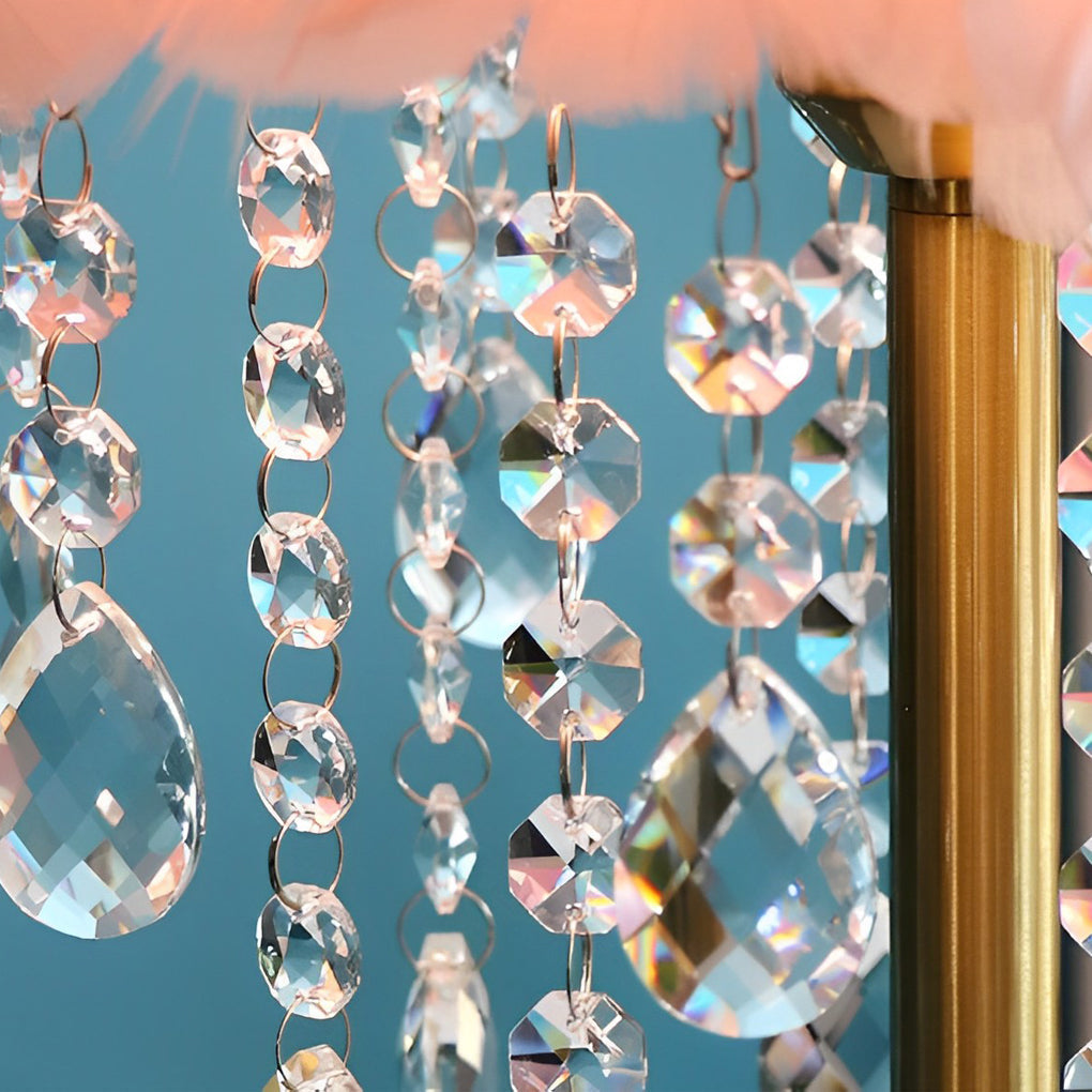 Feather LED Crystal Tassel Table Lamp - Modern Ambient Light