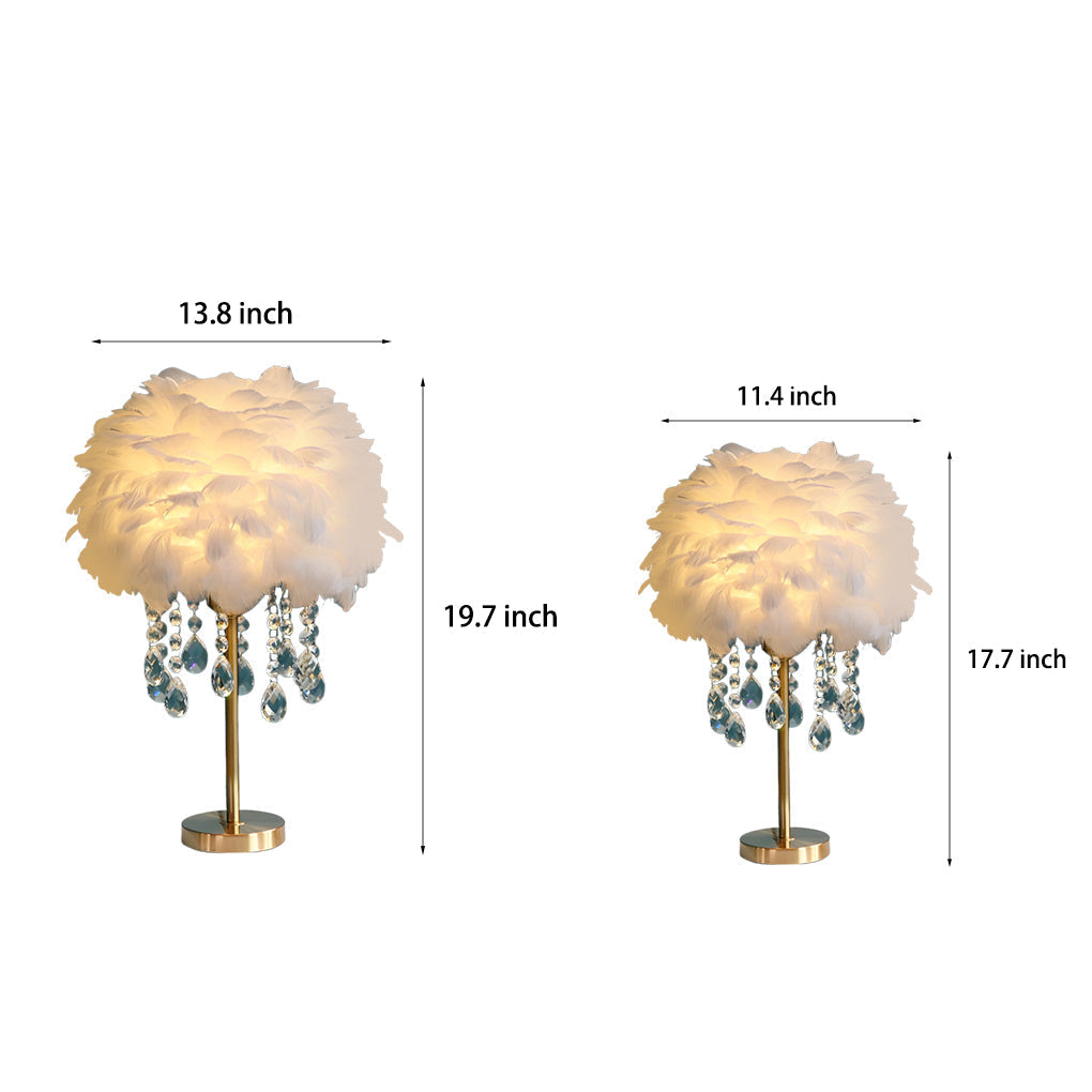 Feather LED Crystal Tassel Table Lamp - Modern Ambient Light