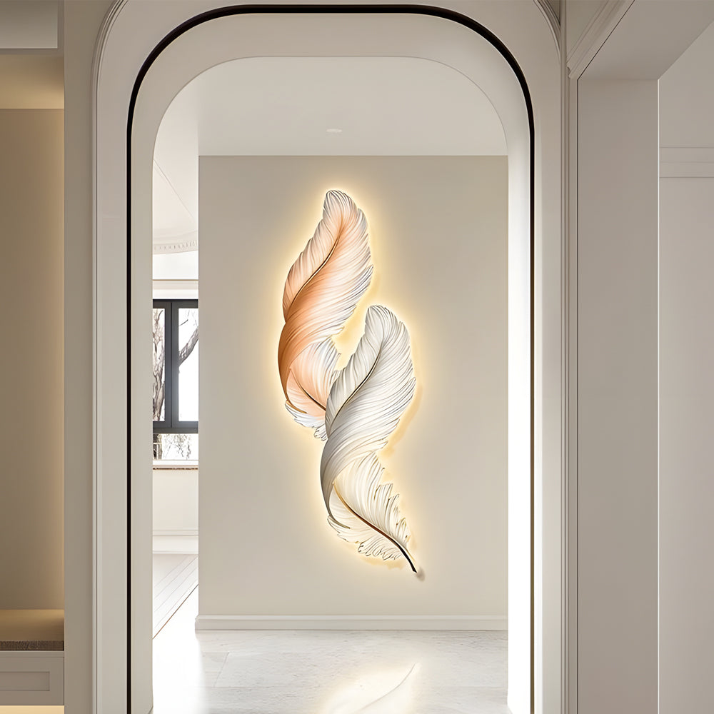 Feather Wall Decor Backlit Lamp with Remote Control