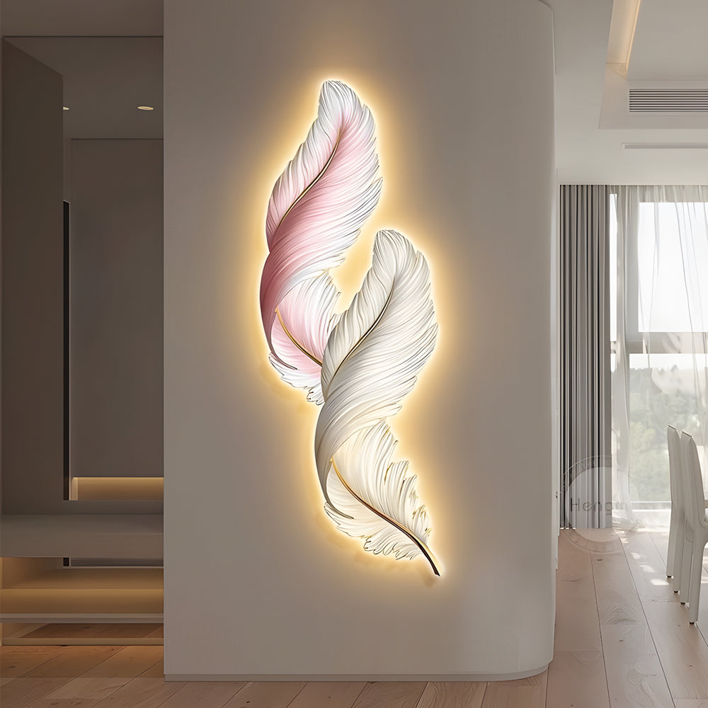 Feather Wall Decor Backlit Lamp with Remote Control