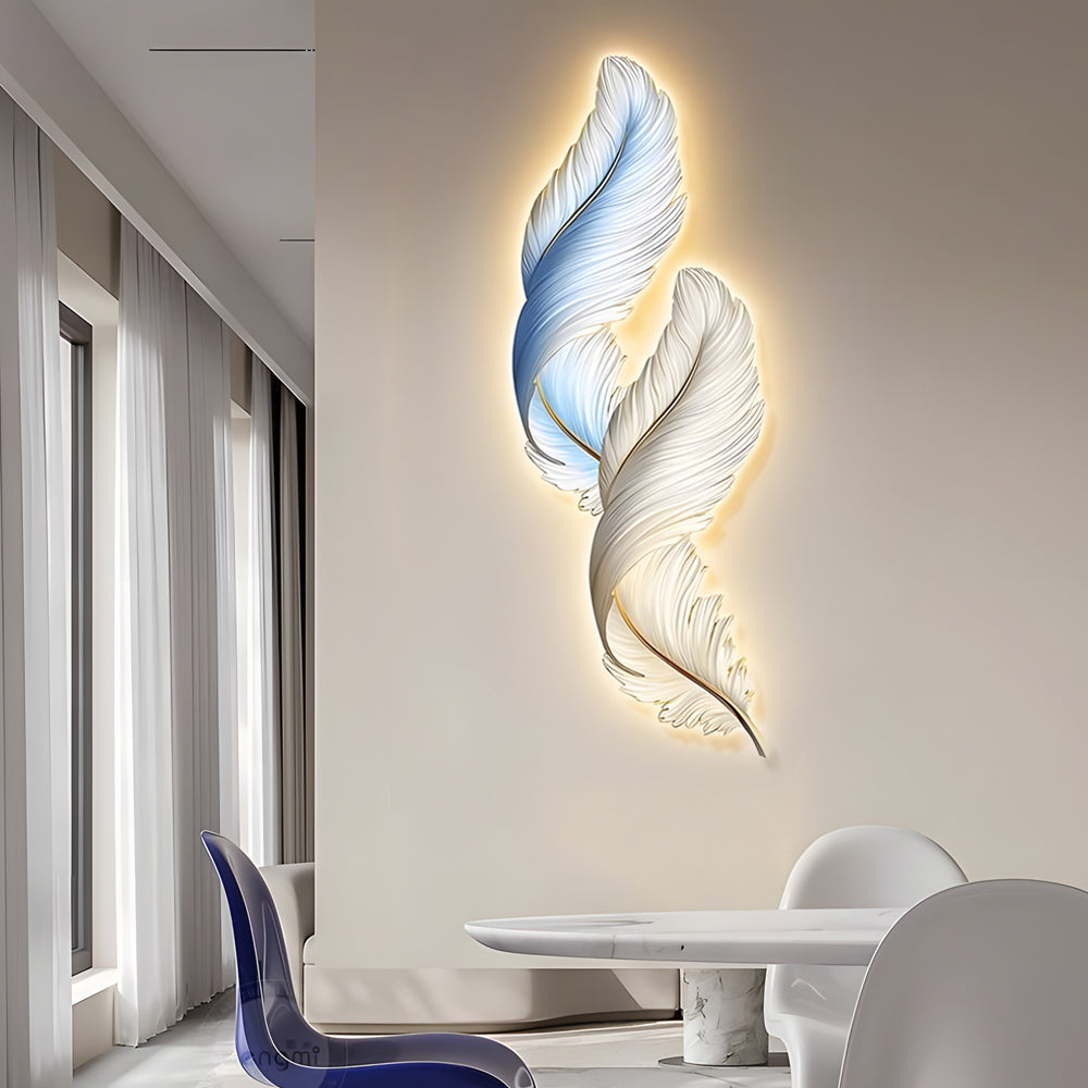 Feather Wall Decor Backlit Lamp with Remote Control