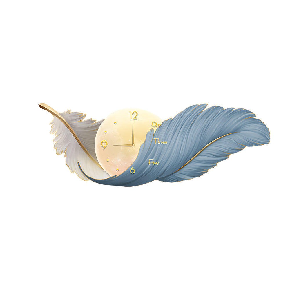 Feather Wall Lamp LED Modern Art Clock Decorative Light