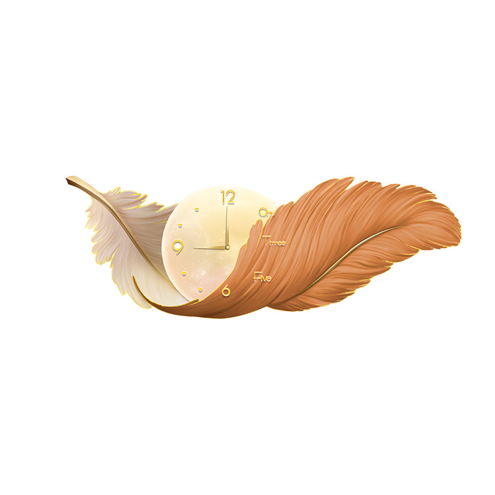 Feather Wall Lamp LED Modern Art Clock Decorative Light