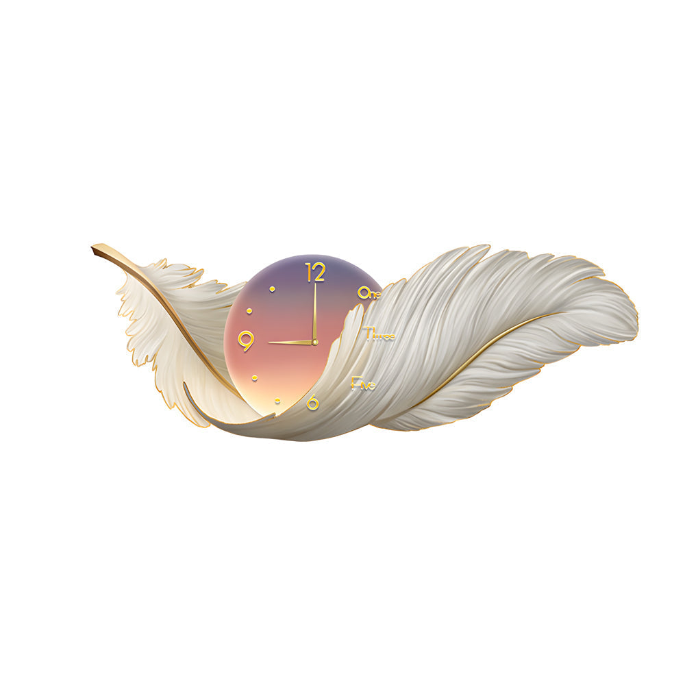 Feather Wall Lamp LED Modern Art Clock Decorative Light