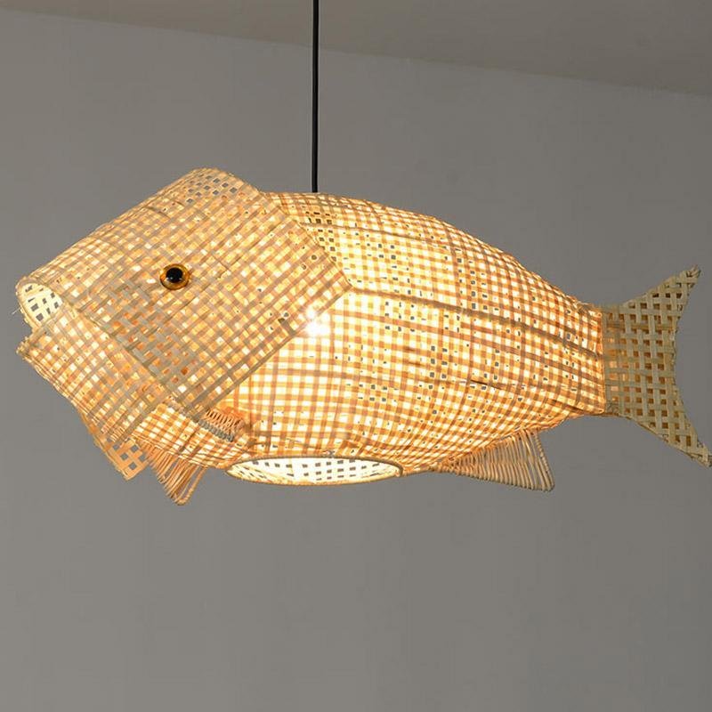 Fish Pendant Light - Farmhouse Bamboo Ceiling Lamp