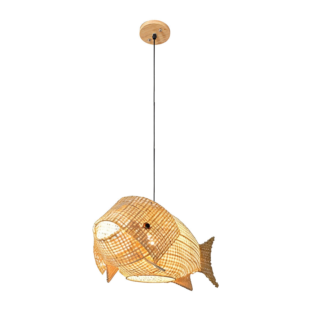Fish Pendant Light - Farmhouse Bamboo Ceiling Lamp