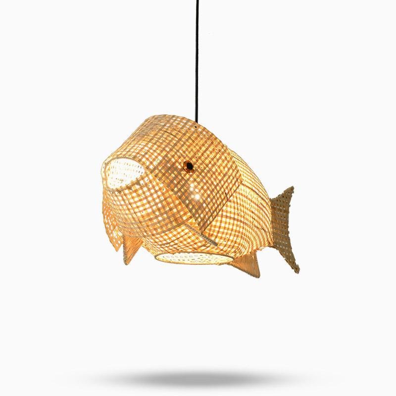 Fish Pendant Light - Farmhouse Bamboo Ceiling Lamp
