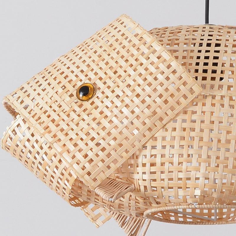 Fish Pendant Light - Farmhouse Bamboo Ceiling Lamp