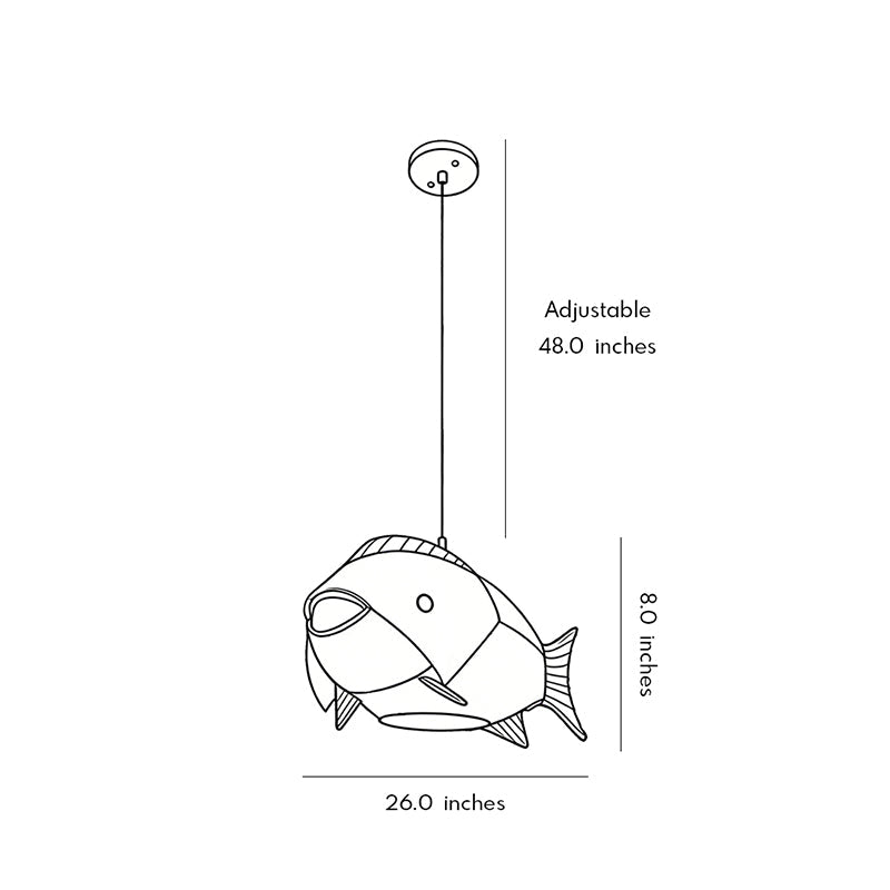 Fish Pendant Light - Farmhouse Bamboo Ceiling Lamp