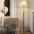 Floor Wood Lamp with Pleated Fabric Shade – Stylish Standing Lamp for Home Decor