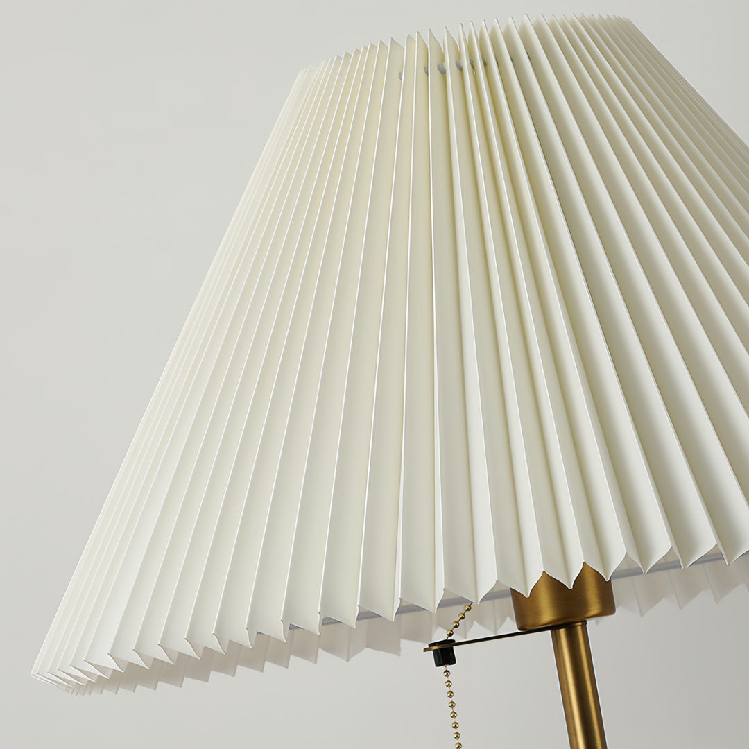 Floor Wood Lamp with Pleated Fabric Shade – Stylish Standing Lamp for Home Decor