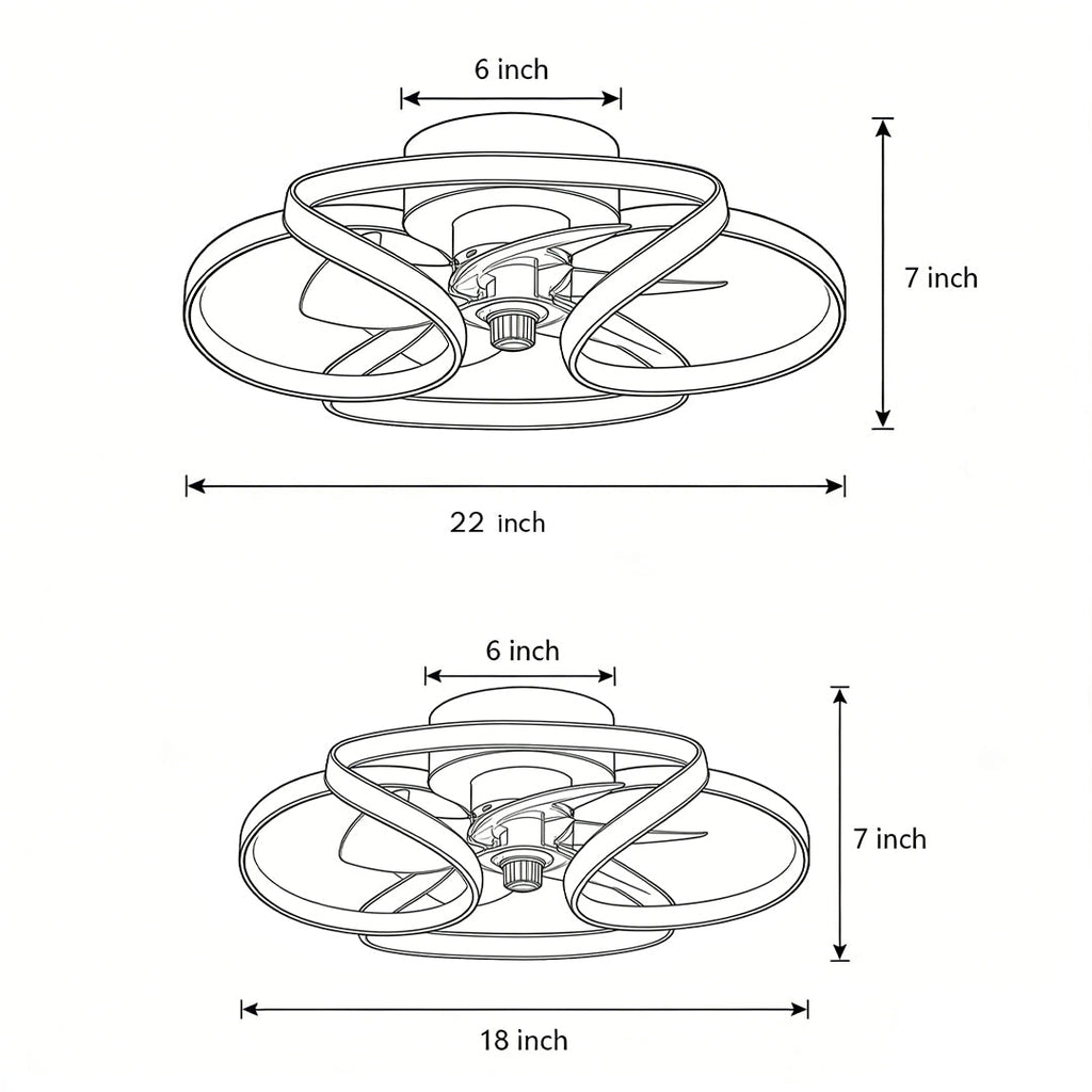 Flower Ceiling Fan with LED Recessed Light - Modern Home Lighting