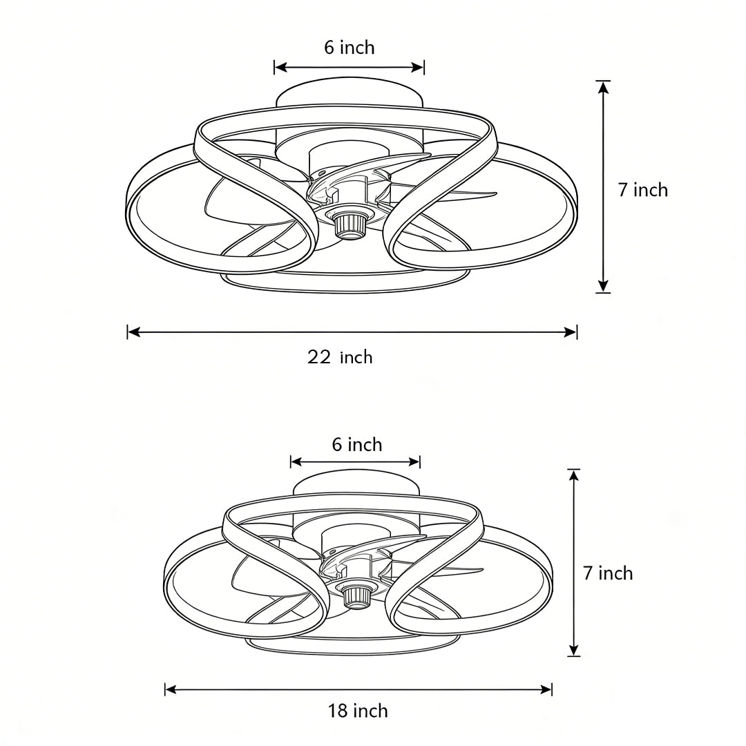 Flower Ceiling Fan with LED Recessed Light - Modern Home Lighting