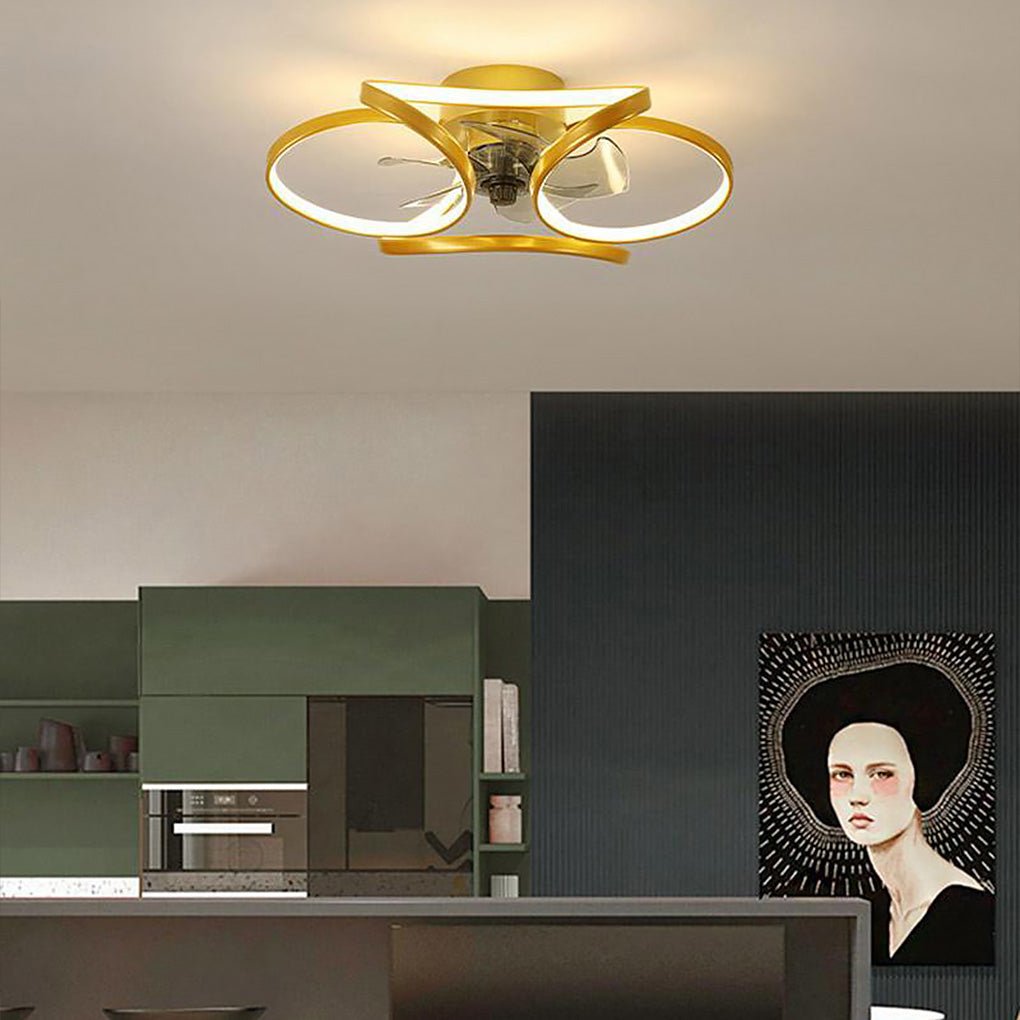 Flower Ceiling Fan with LED Recessed Light - Modern Home Lighting