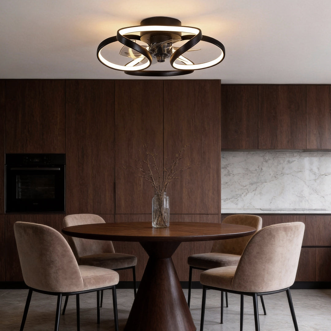Flower Ceiling Fan with LED Recessed Light - Modern Home Lighting