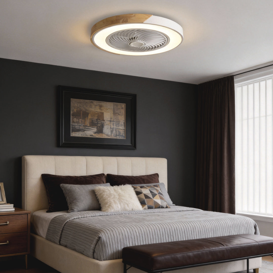 Flush Mount Ceiling Fan with Light Remote LED Bladeless Design