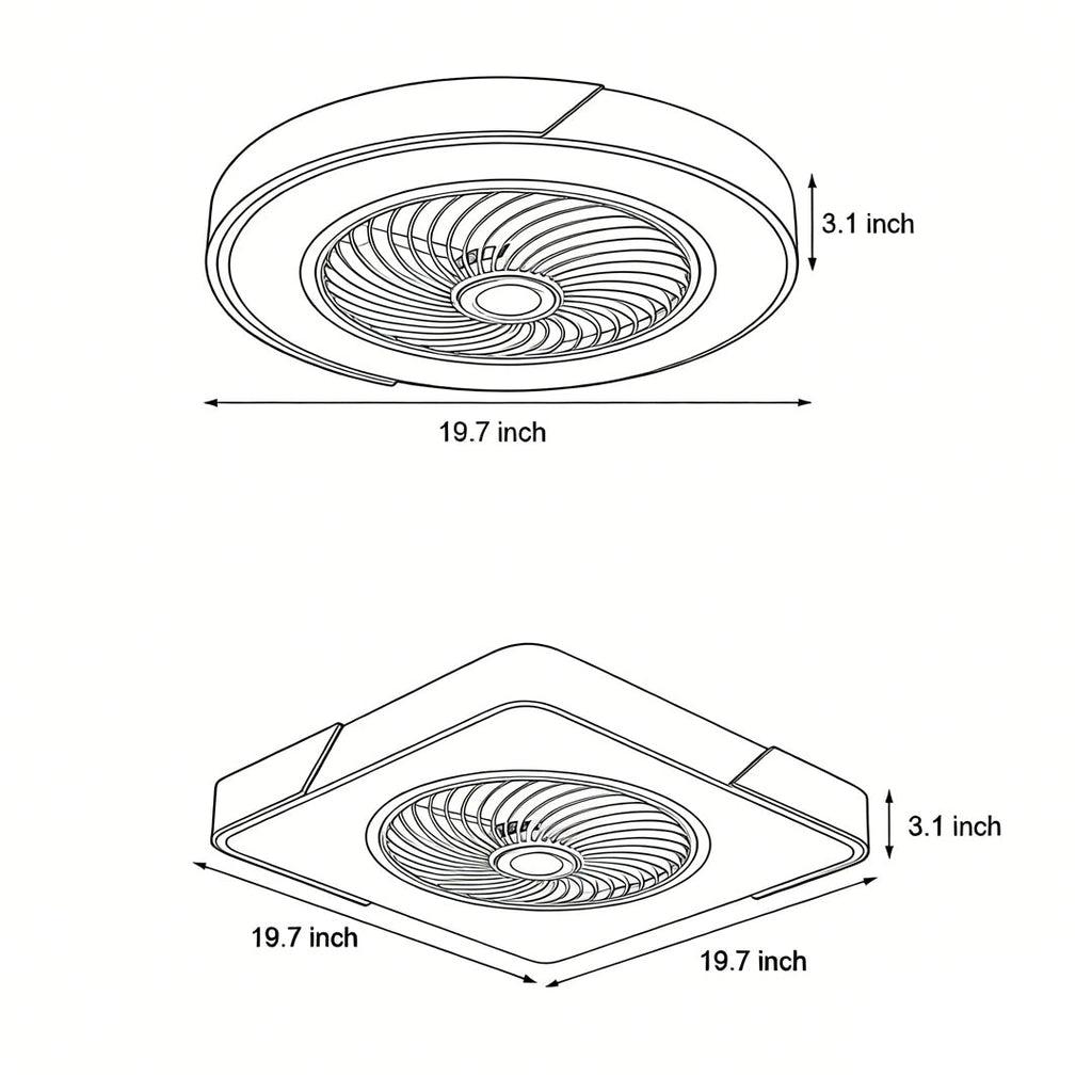 Flush Mount Ceiling Fan with Light Remote LED Bladeless Design