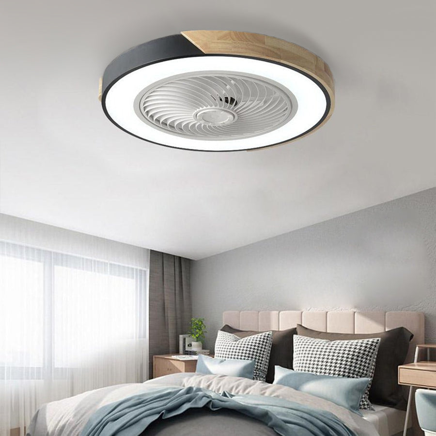 Flush Mount Ceiling Fan with Light Remote LED Bladeless Design