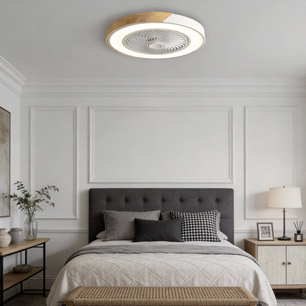 Flush Mount Ceiling Fan with Light Remote LED Bladeless Design