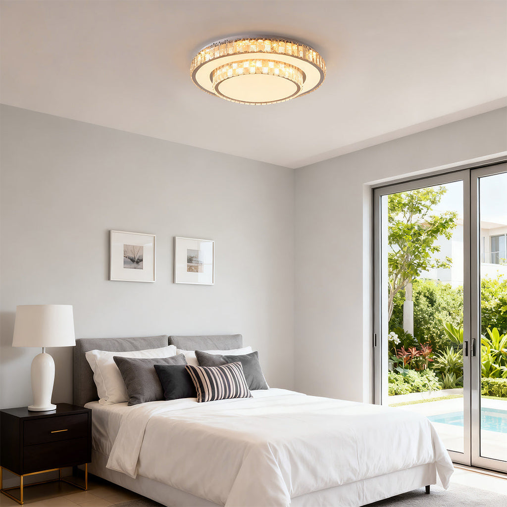 Flush Mount LED Crystal Ceiling Light - Modern Minimalist Luxury Lamp