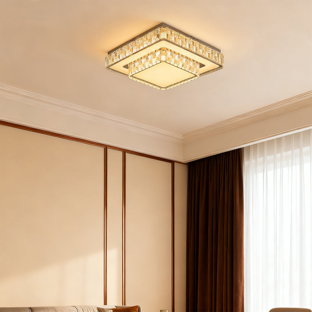 Flush Mount LED Crystal Ceiling Light - Modern Minimalist Luxury Lamp