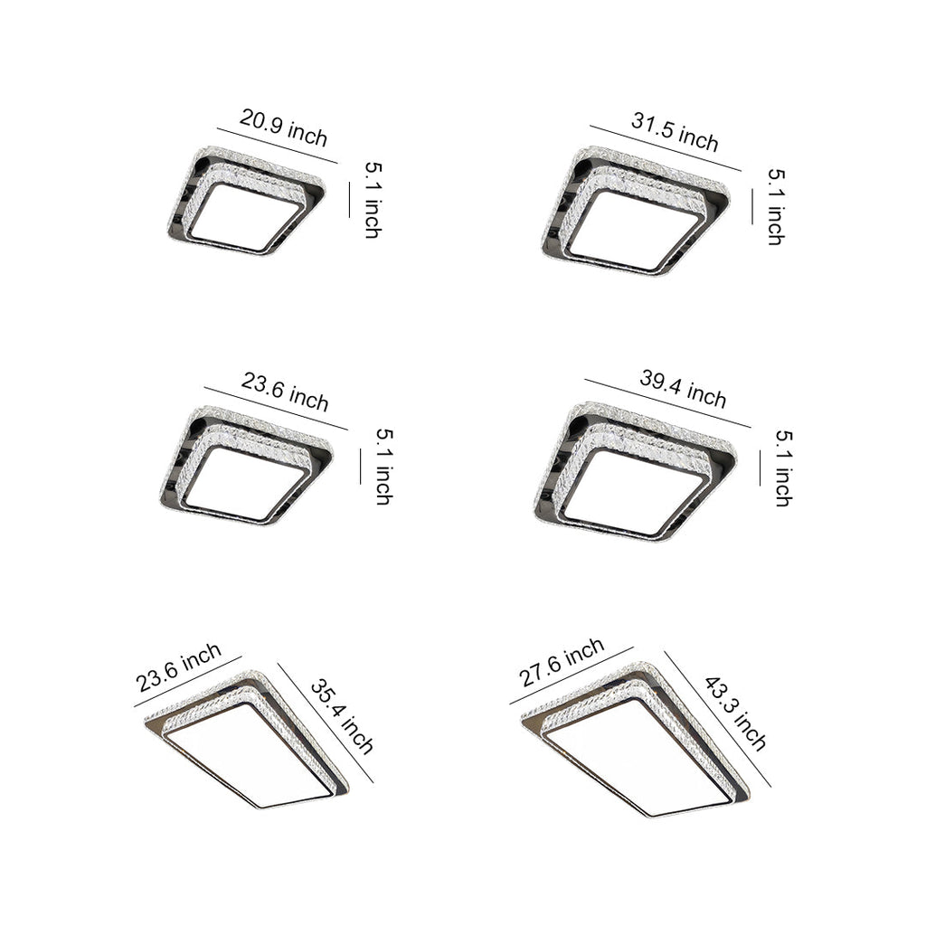 Flush Mount Crystal Light Fixture - Luxury Stainless Steel Lamp