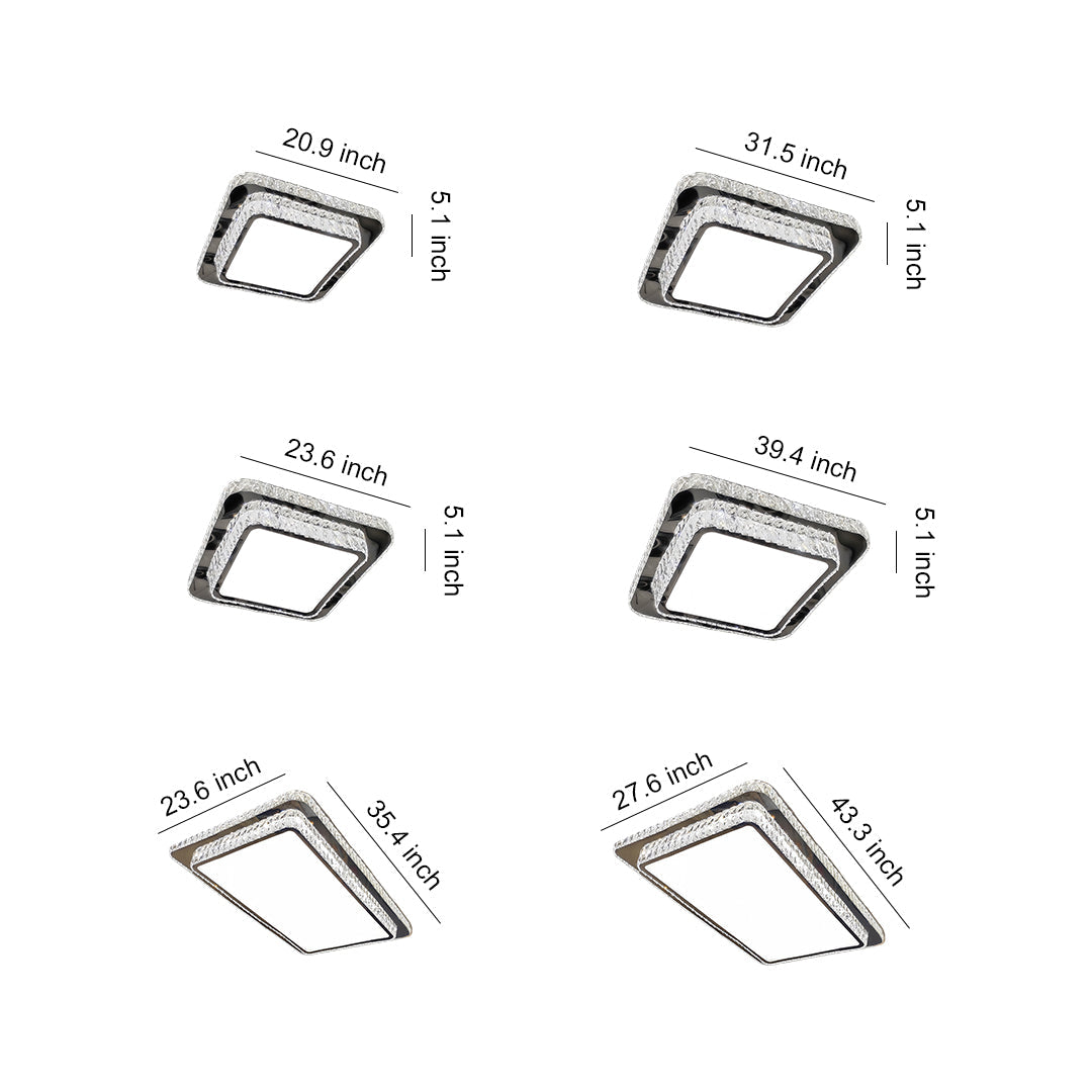 Flush Mount Crystal Light Fixture - Luxury Stainless Steel Lamp