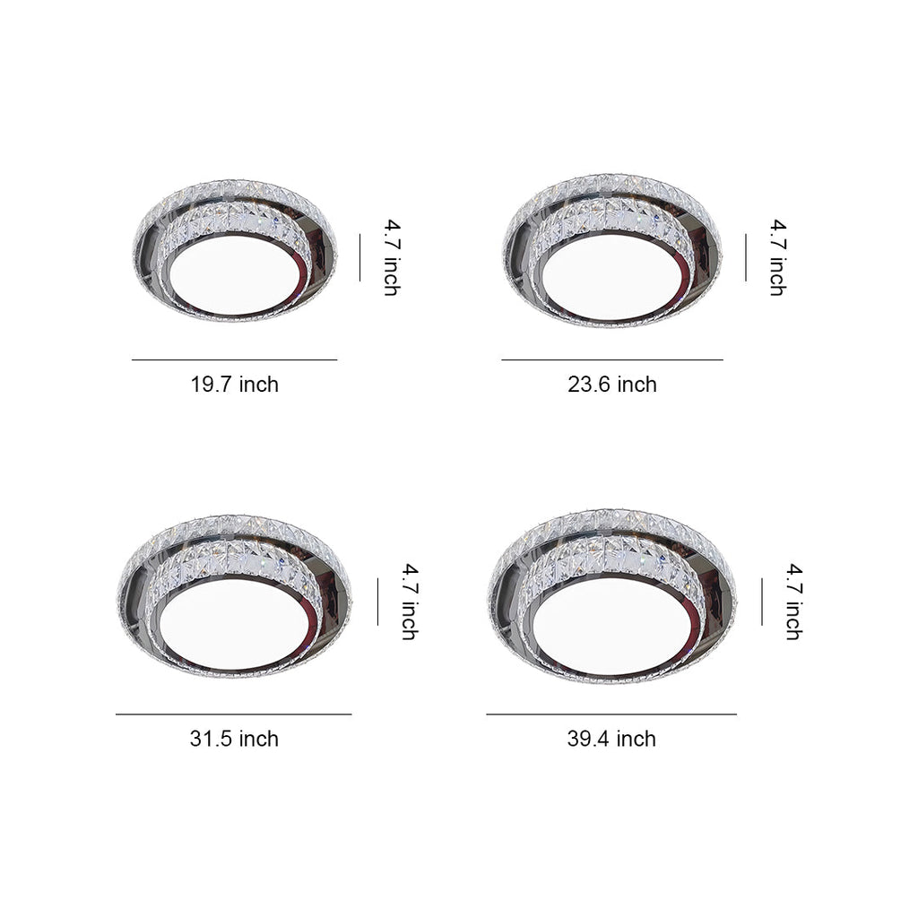 Flush Mount Crystal Light Fixture - Luxury Stainless Steel Lamp