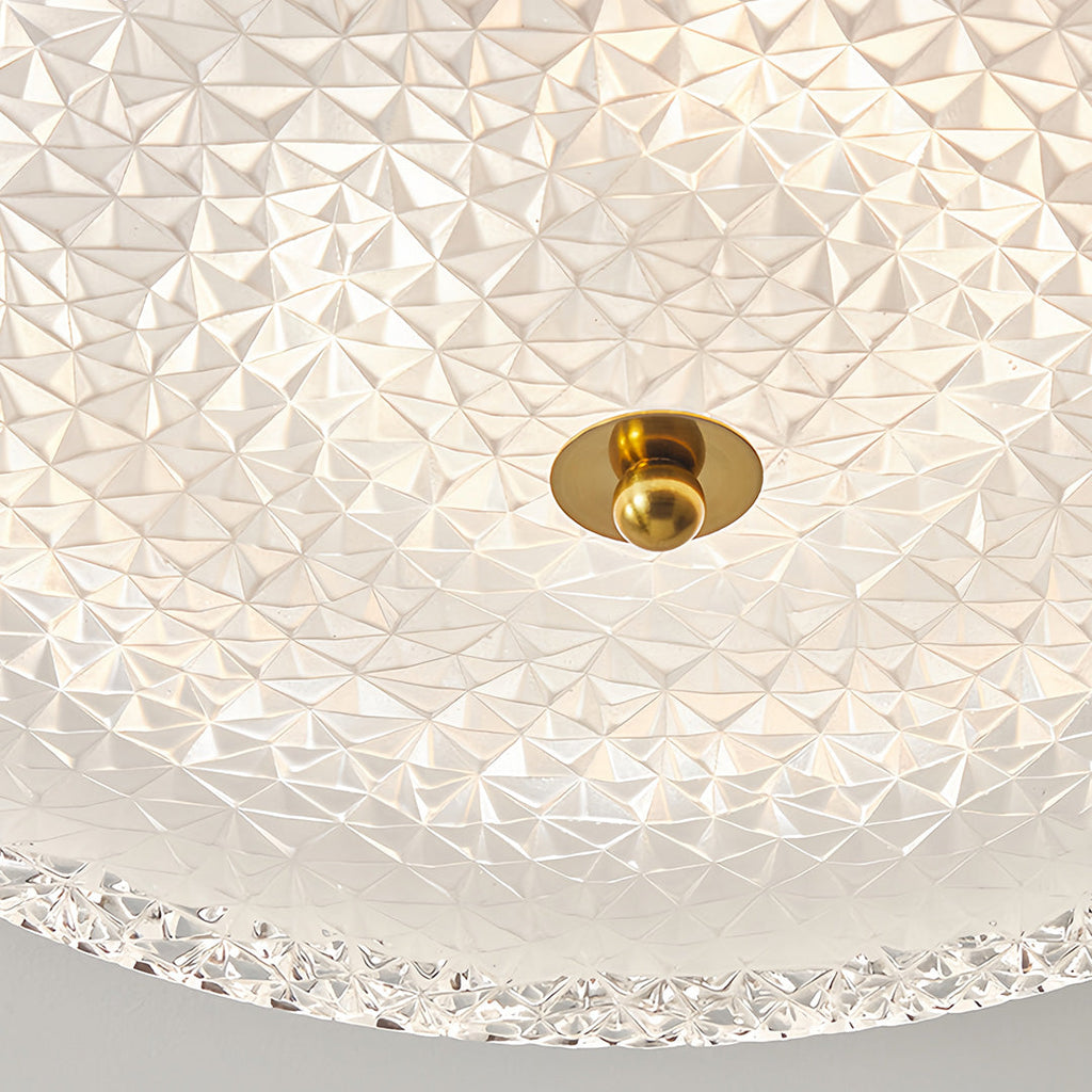 Flush Mount Vintage Ribbed Glass Dome Light