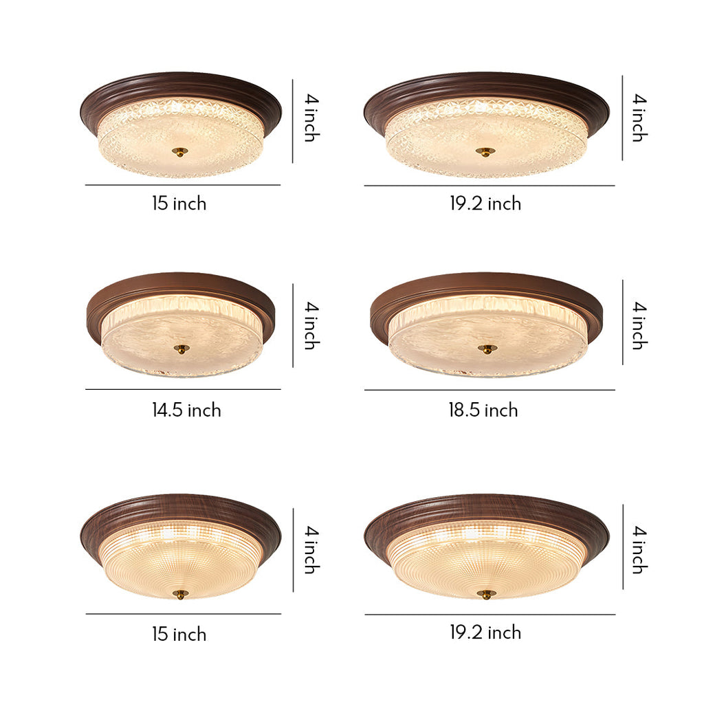 Flush Mount Vintage Ribbed Glass Dome Light