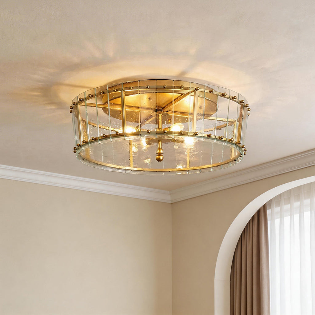 Flush Mount Gold Round Glass Light - Contemporary Luxury Lighting