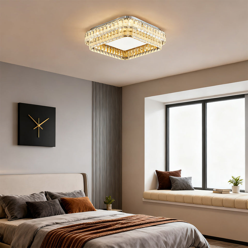 Modern Luxury Flush Mount Crystal Light Fixture