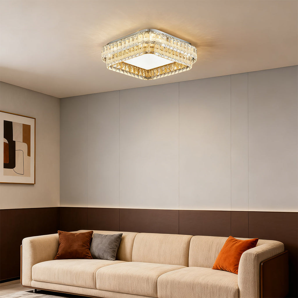 Modern Luxury Flush Mount Crystal Light Fixture