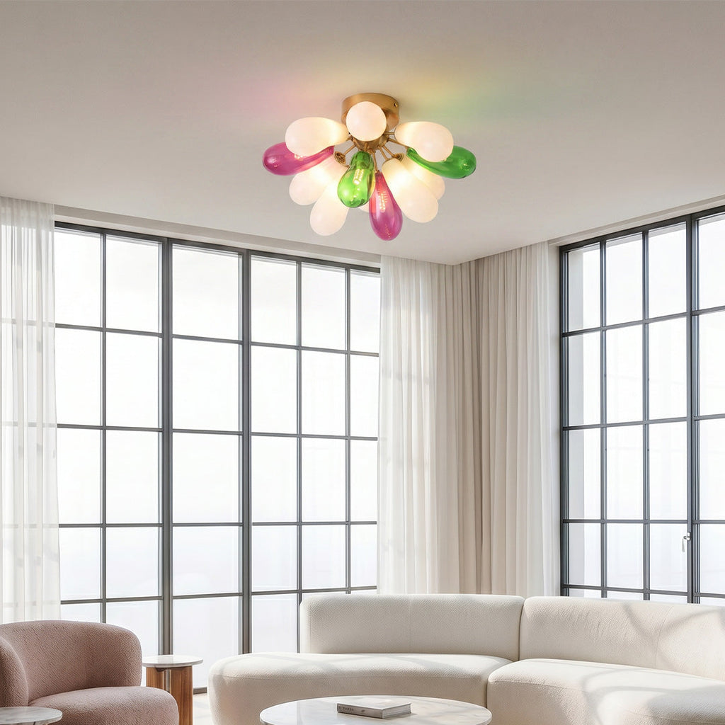 Flush Mount Stained Glass Ceiling Light Fixture - Artistic Home Lighting