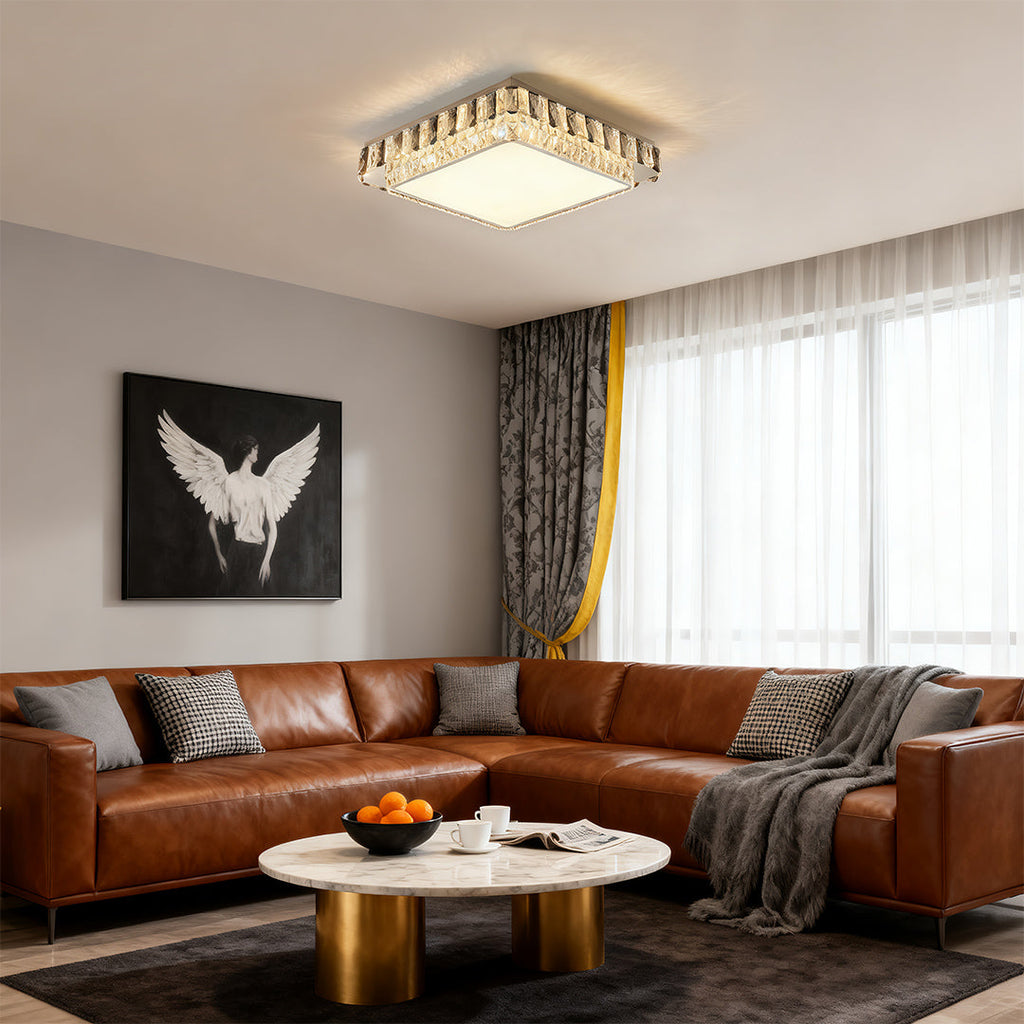 Flush Mount Luxury Metal Crystal LED Light Fixture