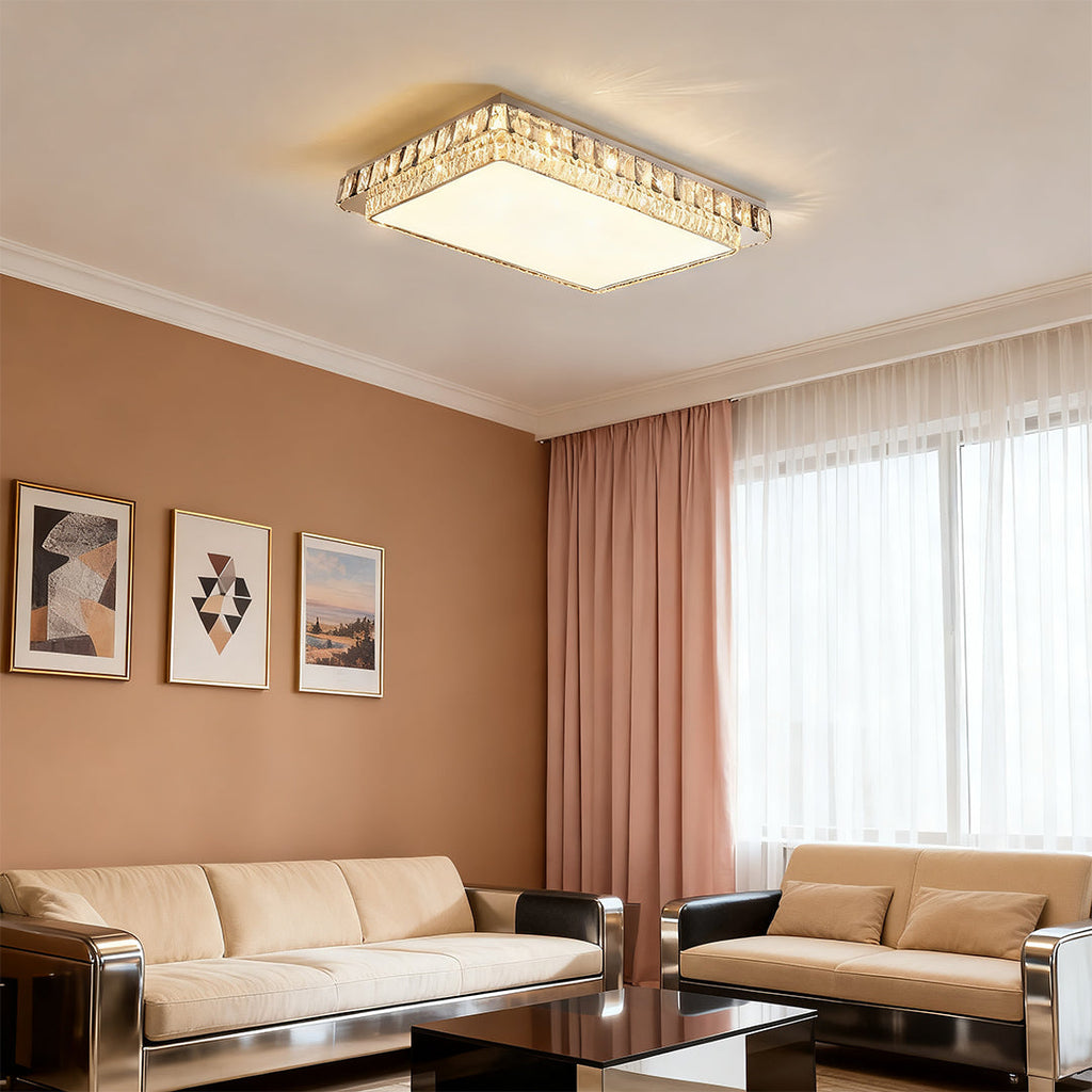 Flush Mount Luxury Metal Crystal LED Light Fixture