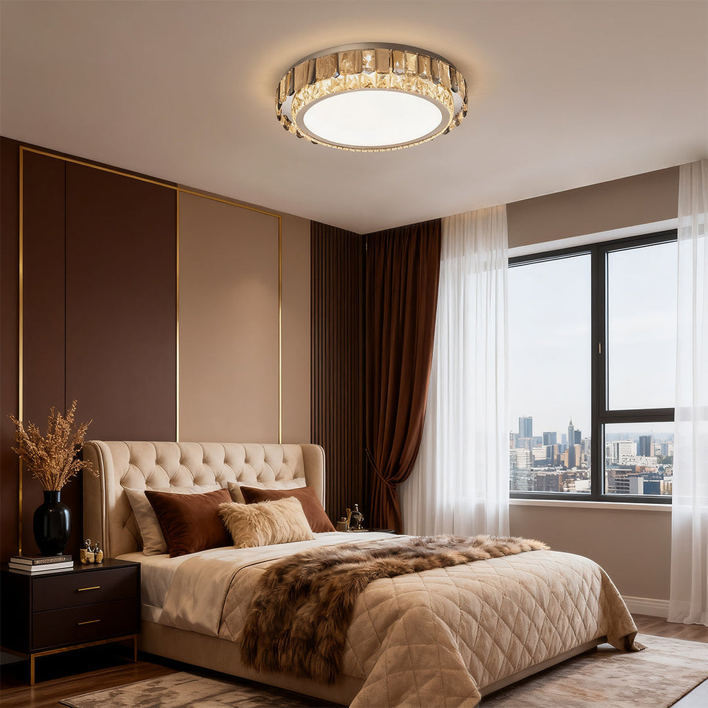 Flush Mount Luxury Metal Crystal LED Light Fixture
