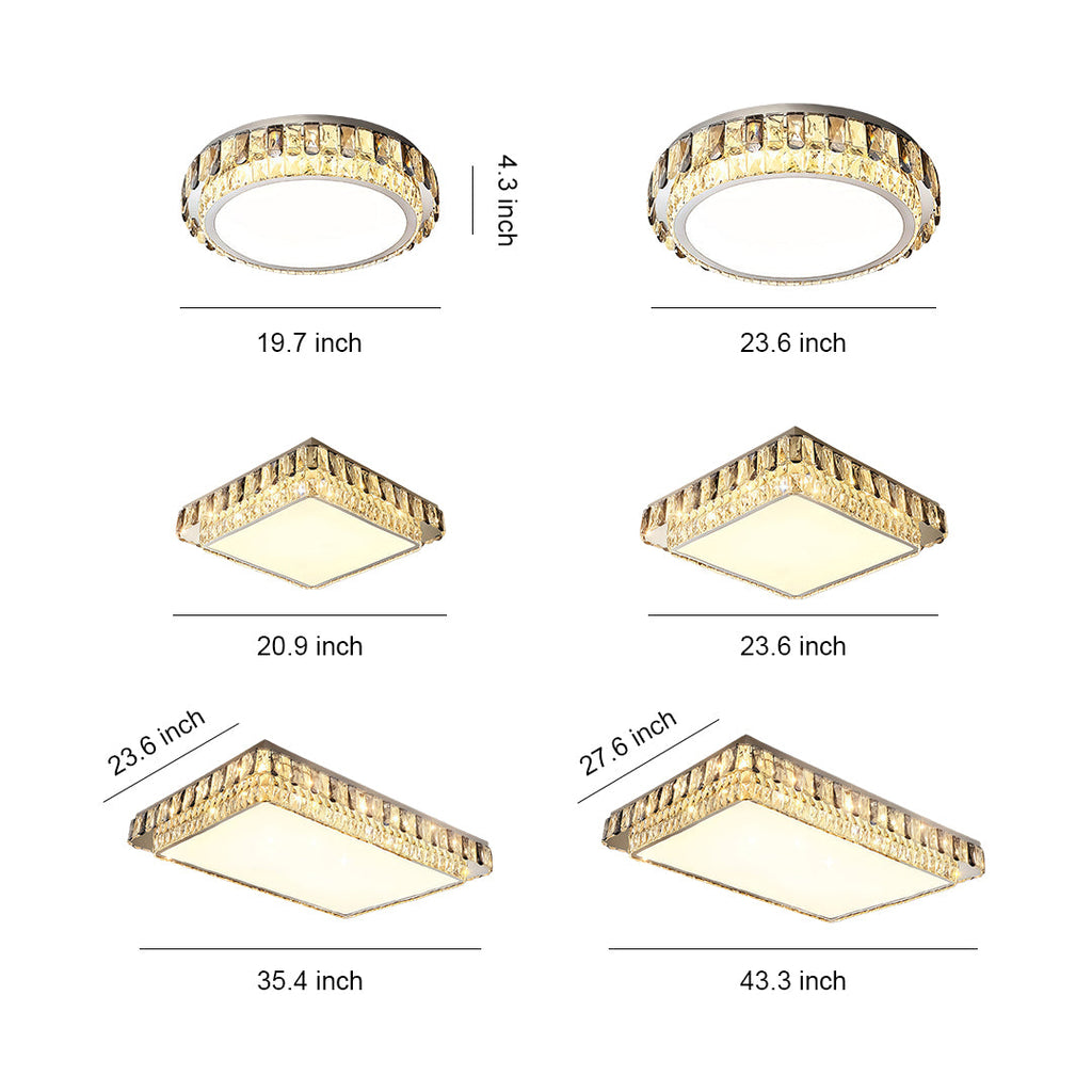 Flush Mount Luxury Metal Crystal LED Light Fixture