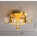 6-Light Crystal Brass Flush Mount LED Ceiling Light