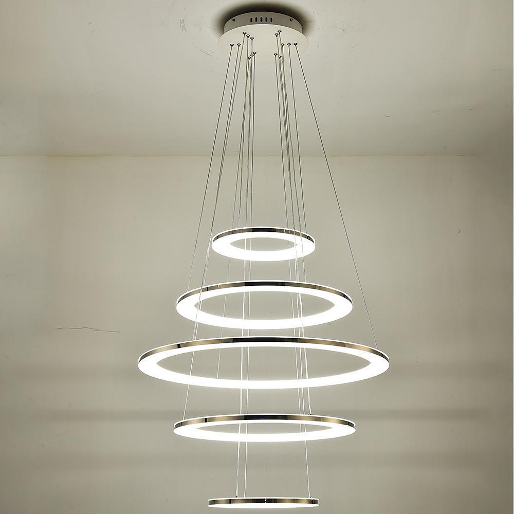 Adjustable Mid-Century Chandelier - 5 Tier LED Lights Contemporary Design