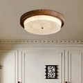 Vintage Wood Flush Mount Ceiling Light Round Lamp