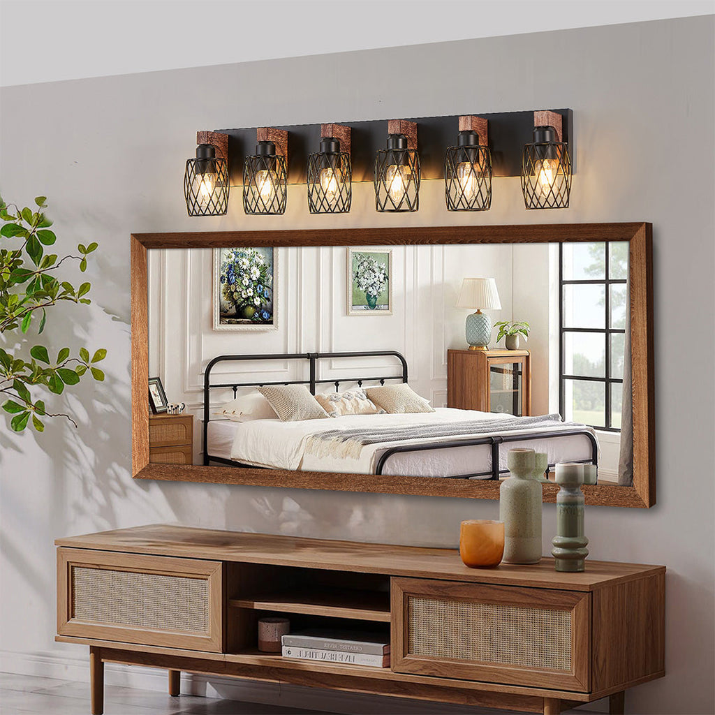 Black Vanity Bathroom Lights Metal Cage Mirror Lamp Industrial Style LED Sconce Lighting for Makeup Dressing Room Wall Fixtures Contemporary Decor Modern Design Galvanized Finish Decorative Lighting for Home Improvement