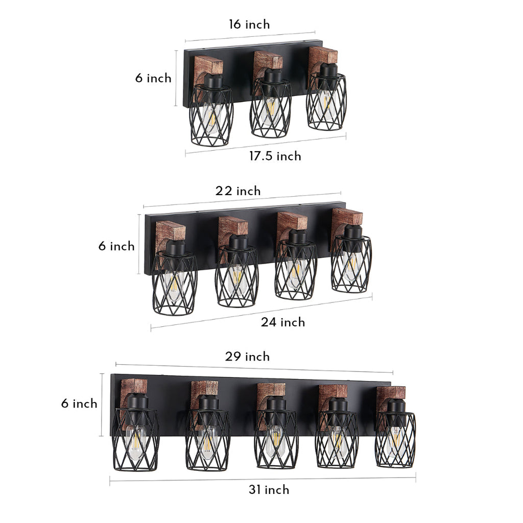 Black Vanity Bathroom Lights Metal Cage Mirror Lamp Industrial Style LED Sconce Lighting for Makeup Dressing Room Wall Fixtures Contemporary Decor Modern Design Galvanized Finish Decorative Lighting for Home Improvement