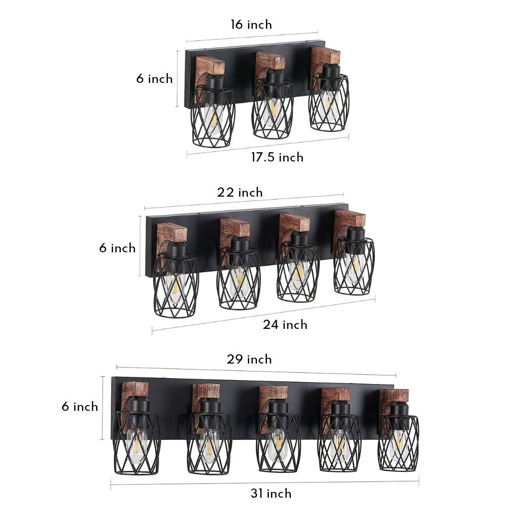 Black Vanity Bathroom Lights Metal Cage Mirror Lamp Industrial Style LED Sconce Lighting for Makeup Dressing Room Wall Fixtures Contemporary Decor Modern Design Galvanized Finish Decorative Lighting for Home Improvement