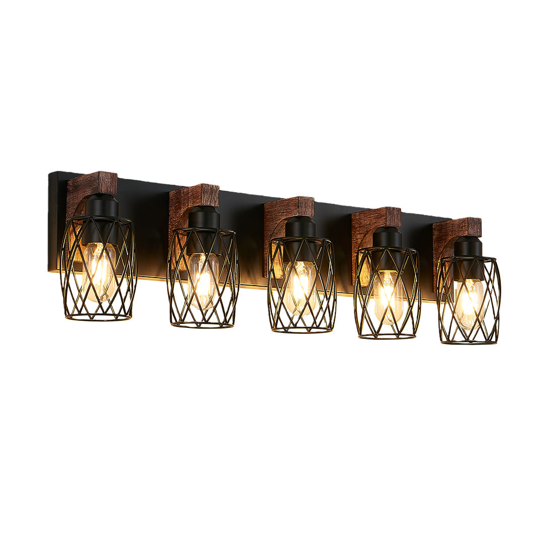 Black Vanity Bathroom Lights Metal Cage Mirror Lamp Industrial Style LED Sconce Lighting for Makeup Dressing Room Wall Fixtures Contemporary Decor Modern Design Galvanized Finish Decorative Lighting for Home Improvement