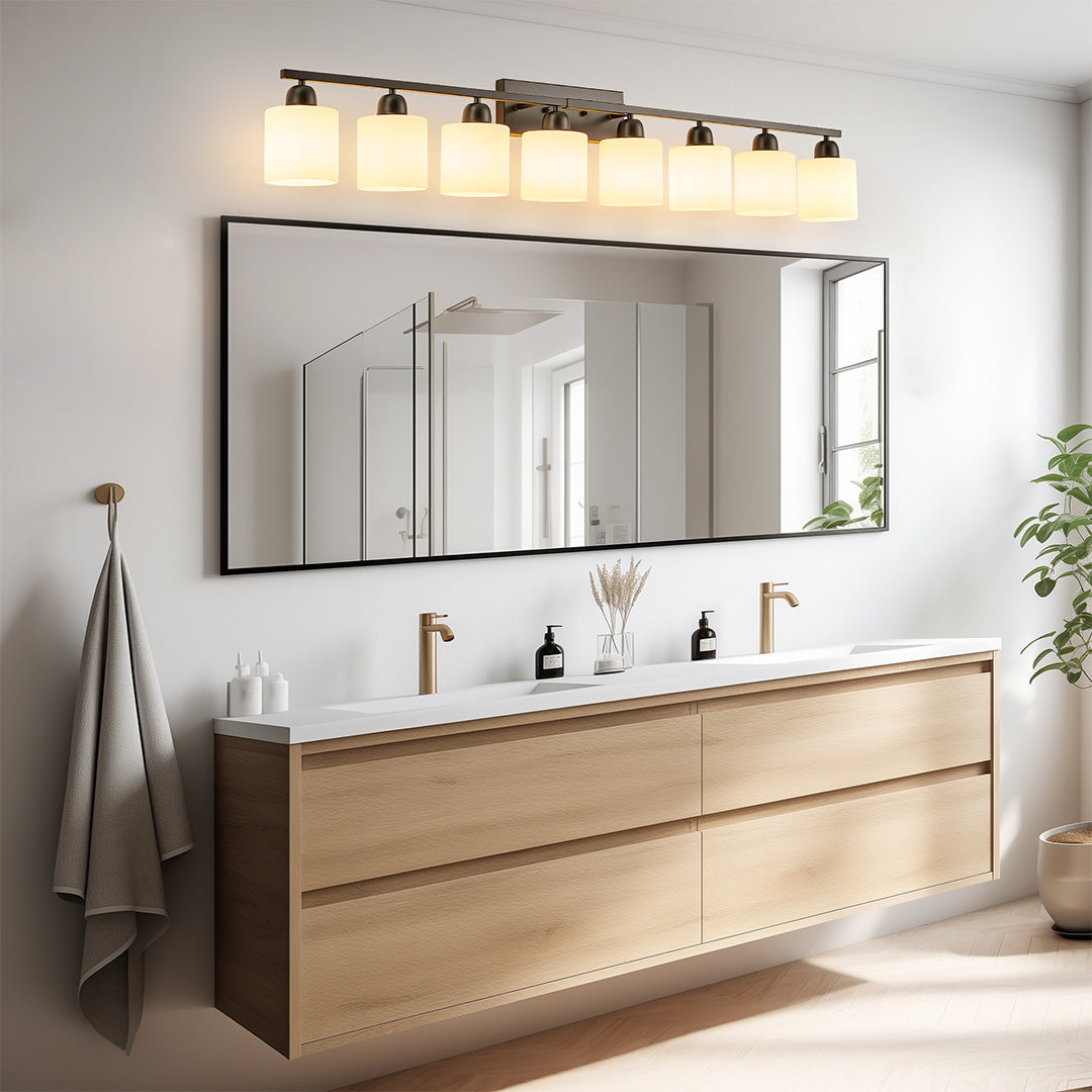 Modern Bathroom Vanity Lights Minimalist Glass Mirror Light Wall Sconce Fixture Stylish LED Lighting for Home Bath Decor Adjustable Brightness Energy Efficient Design Classic Elegance Easy Installation Contemporary Illuminated Mirror Lighting Best for Sma